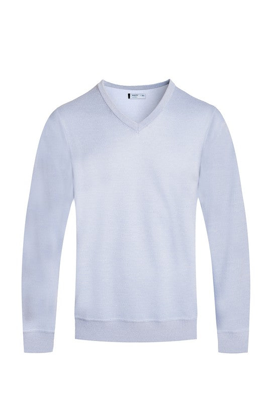 MEN'S SOLID V-NECK SWEATER-6 COLORS