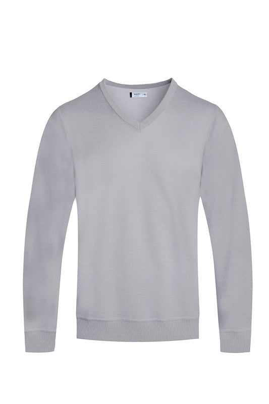 MEN'S SOLID V-NECK SWEATER-6 COLORS