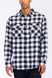 Men's Regular Fit Checker Plaid Flannel Long Sleeve-3 Colors