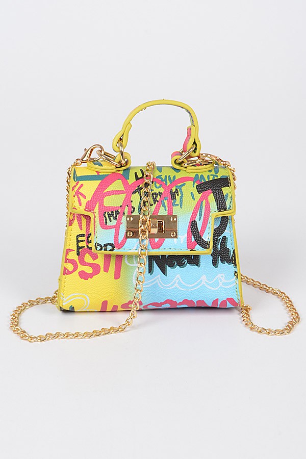 Multi Graffiti Mini Handle Bag