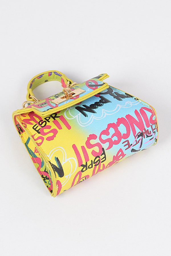 Multi Graffiti Mini Handle Bag