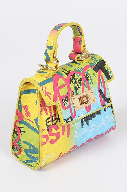 Multi Graffiti Mini Handle Bag