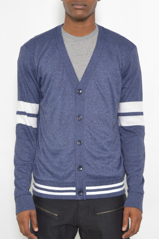 Weiv Men's Two Stripe Button Cardigan- Colors