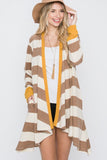 OPEN FRONT STRIPED DRAPED CARDIGAN- 3 COLORS