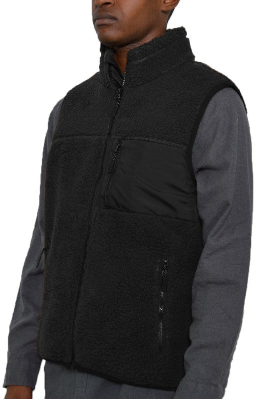 Men's Padded Sherpa Fleece Vest- 6 Colors