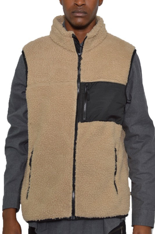 Men's Padded Sherpa Fleece Vest- 6 Colors