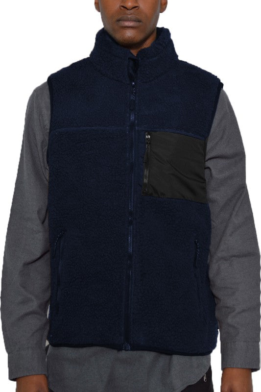 Men's Padded Sherpa Fleece Vest- 6 Colors