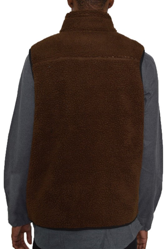 Men's Padded Sherpa Fleece Vest- 6 Colors