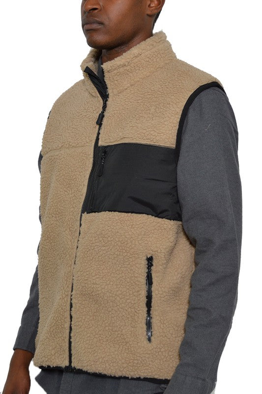 Men's Padded Sherpa Fleece Vest- 6 Colors