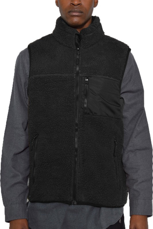 Men's Padded Sherpa Fleece Vest- 6 Colors