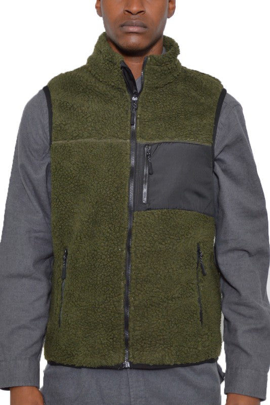 Men's Padded Sherpa Fleece Vest- 6 Colors