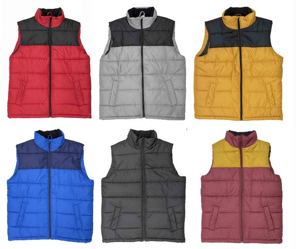 MEN'S PADDED WINTER TWO TONE VEST- 6 COLORS