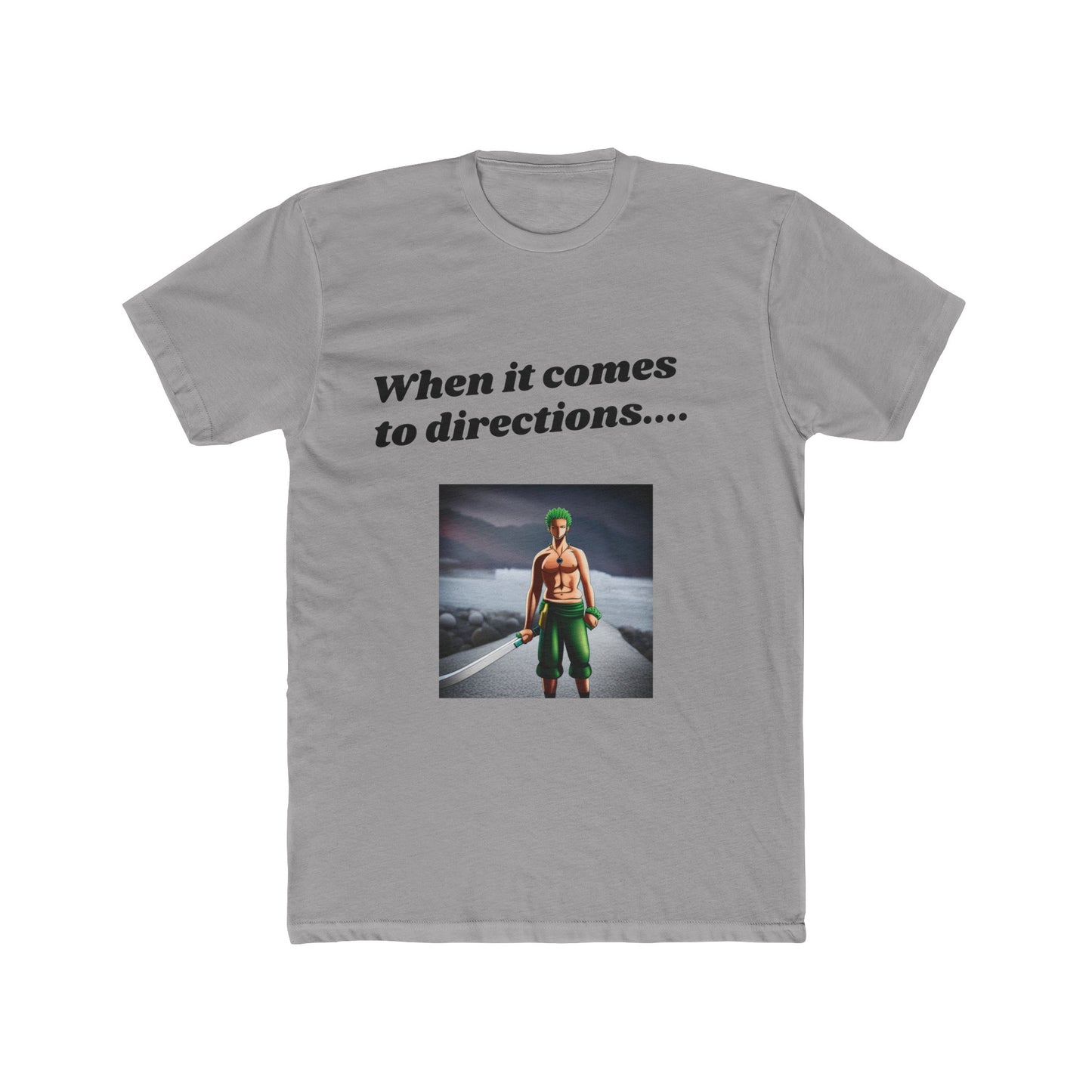 One Piece Zoro Direction Meme Men's Cotton Crew Tee