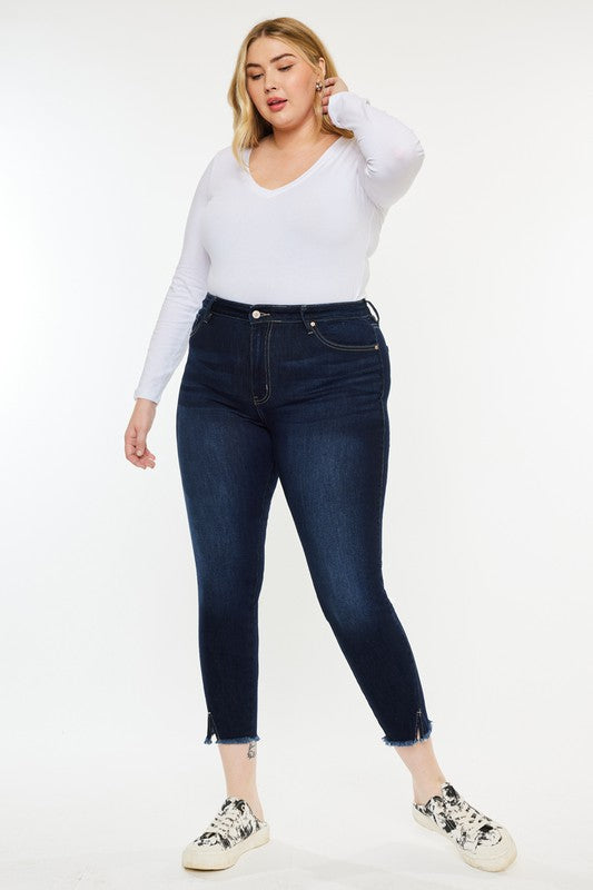 Kan Can USA Plus Size High Rise Ankle Skinny Jeans