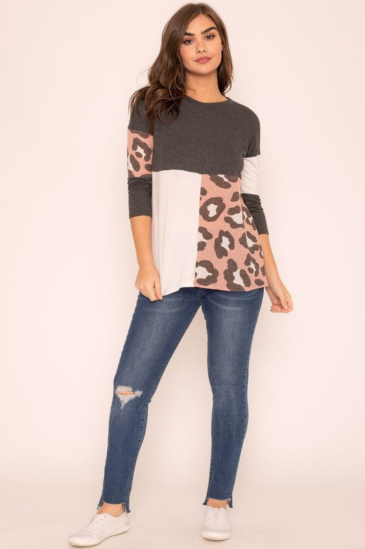 Leopard Color Block Tunic-2 Colors