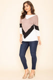 Chevron Bell Sleeve Color Block Top- 2 Colors