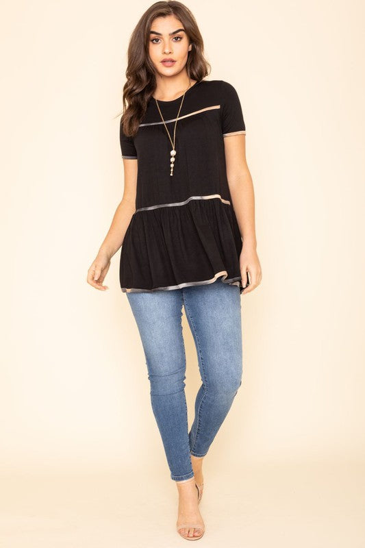 Tiered Tie Dye Accent Tunic Top-3 Colors