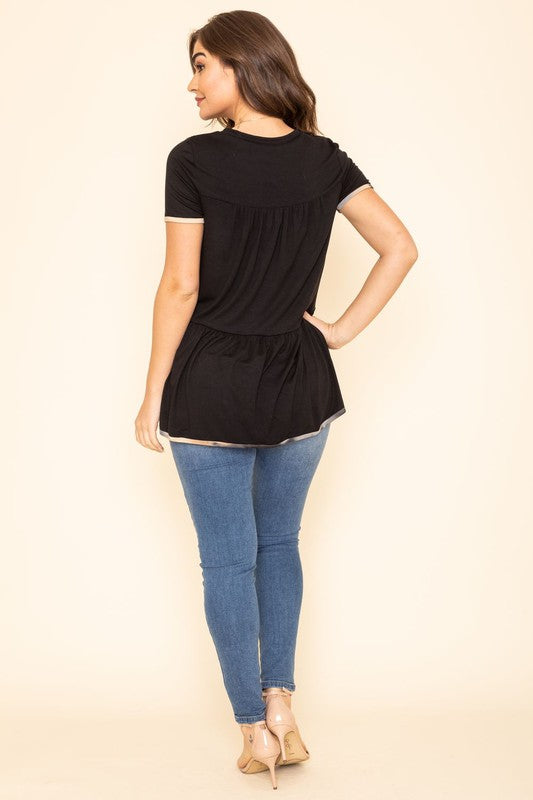 Tiered Tie Dye Accent Tunic Top-3 Colors