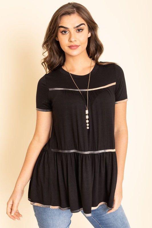 Tiered Tie Dye Accent Tunic Top-3 Colors