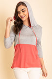 Plus Size Two Tone Color Block Hoodie