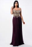 Plus Size Off The Shoulder Chiffon Embellished Gown- 8 Colors