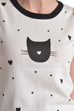 Kitty Cat Face Short Sleeve Summer Sweater Top