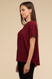 Dolman Short Sleeve Jacquard Sweater Top- 3 Colors