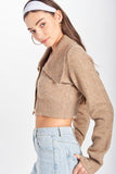 WIDE COLLAR CROPPED CARDIGAN-2 COLORS