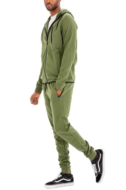 Men's Full Zip Sweat Pant Sweat Set- 3 Colors