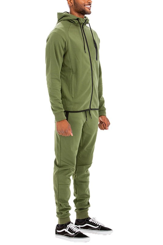 Men's Full Zip Sweat Pant Sweat Set- 3 Colors
