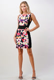 Kaleidoscope Printed Boat Neck Fashion Mini Dress