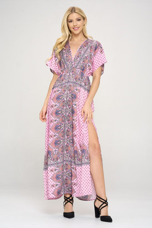 Renee C Surplice Maxi Dress with Side Slit
