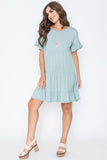 Plus Size Solid Ruffle Triple Tiered Midi Dress-3 Colors