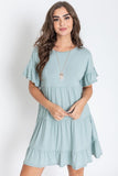 Plus Size Solid Ruffle Triple Tiered Midi Dress-3 Colors