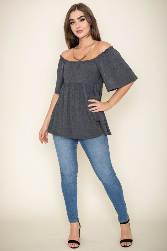 Solid Square Neck Babydoll Tunic-4 Colors
