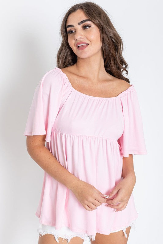 Solid Square Neck Babydoll Tunic-4 Colors