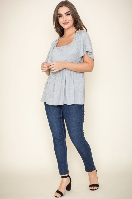 Solid Square Neck Babydoll Tunic-4 Colors