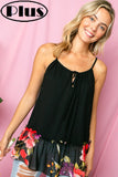 SOLID FLORAL RUFFLED BOTTOM TUNIC PLUS TANK TOP-2 COLORS