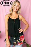 SOLID FLORAL RUFFLED BOTTOM TUNIC PLUS TANK TOP-2 COLORS