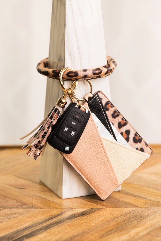 Farrah Leopard Key Ring Wallet Bracelet Combo-2 Colors
