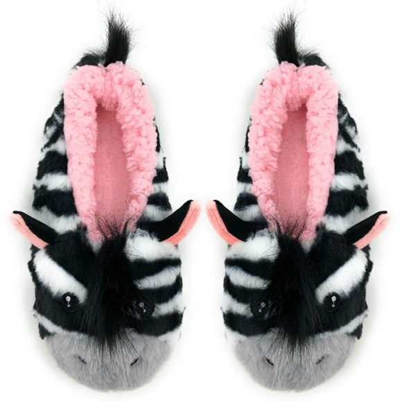ZZ Zebra - Women's Fluffy Animal House Slippers