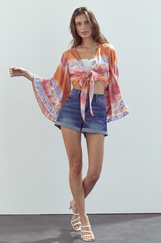 Ruffle Sleeved Cropped Cardigan