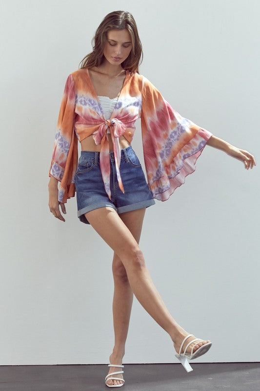 Ruffle Sleeved Cropped Cardigan