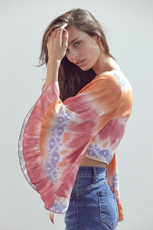 Ruffle Sleeved Cropped Cardigan