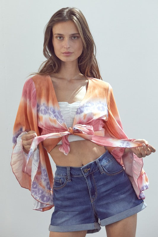 Ruffle Sleeved Cropped Cardigan