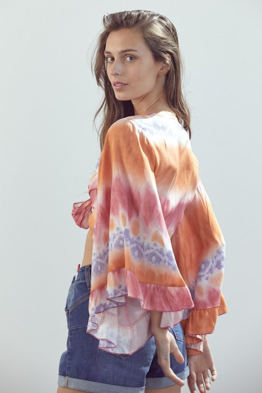 Ruffle Sleeved Cropped Cardigan