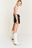 High-rise Waist Belted Faux Leather Shorts- 2 Colors