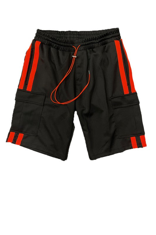 Men's Two Stripe Cargo Pouch Shorts- 8 Colors