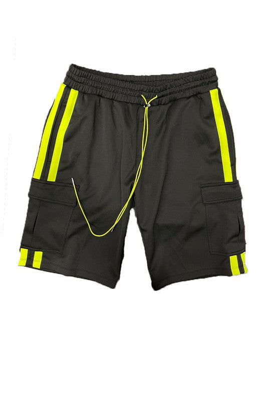 Men's Two Stripe Cargo Pouch Shorts- 8 Colors