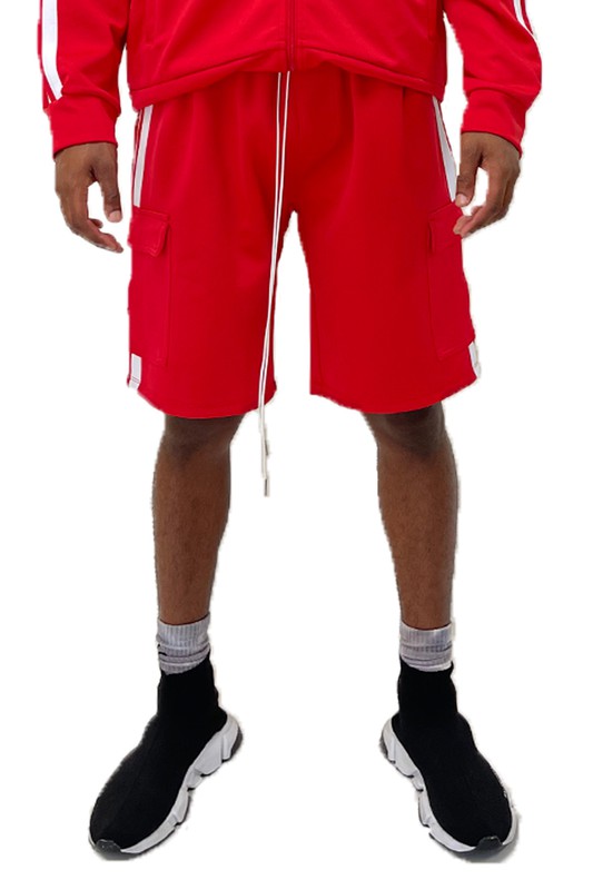 Men's Two Stripe Cargo Pouch Shorts- 8 Colors